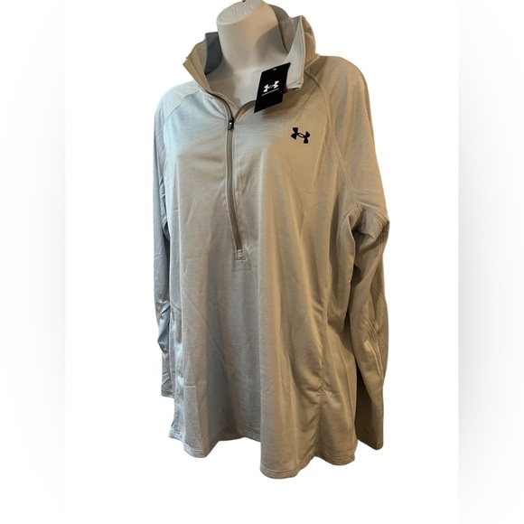 NWT Women's Under Armour Gray Loose Tech Twist 1/2 Zip Plus Sz. 1X NEW - Picture 2 of 5